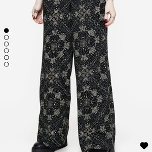 Disturbia Black Wide-Leg Mosaic Print Pants